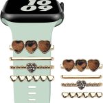 Leopard Watch Band Charms for Apple SmartWatch Band for Decorative Ring Loops 38 40 41 42 44 45mm Compatible with iWatch Series 8 7 6 5 4 3 2 1 Smart Watch Accessories Diamond Jewelry (No Watch Band)